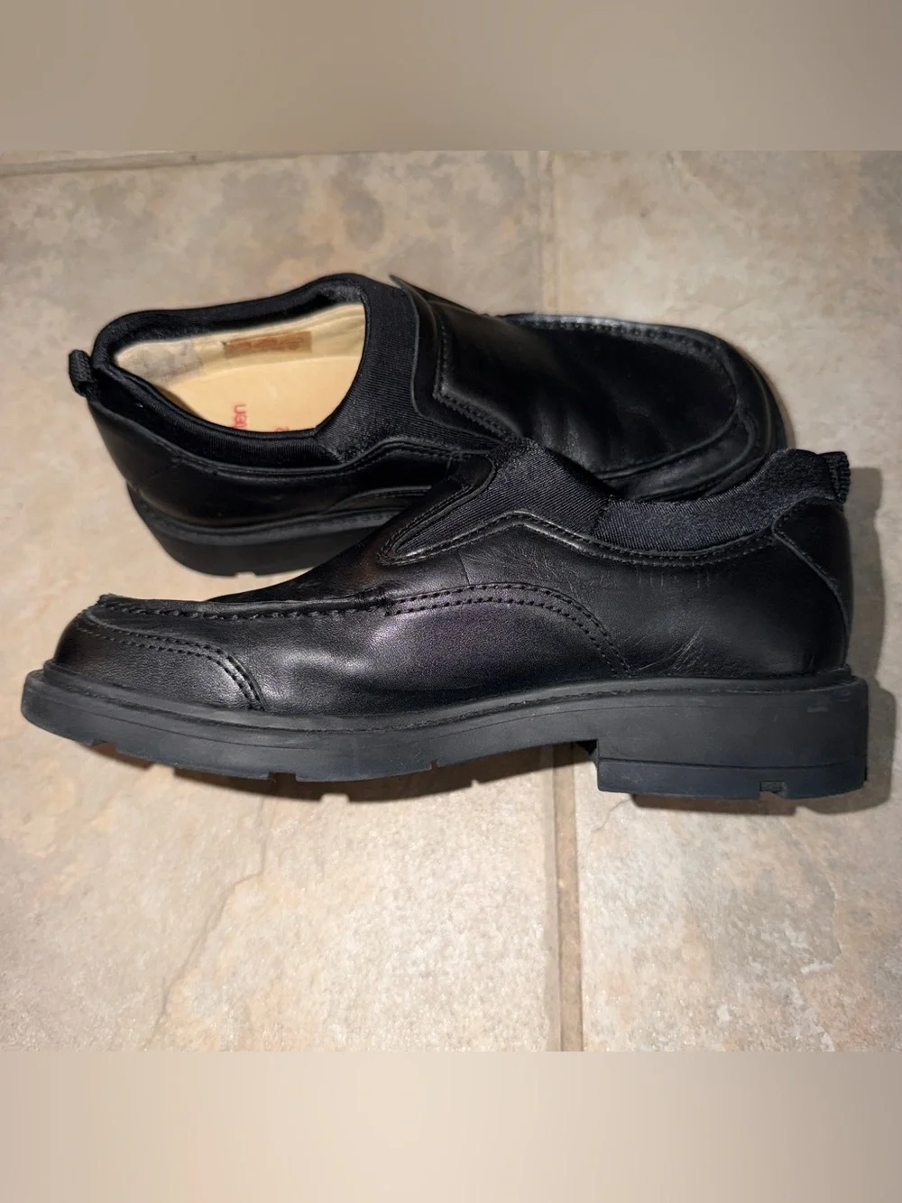 Elefanten Marshall Black Smooth Slip On Loafers Boys Size 1 EU 32 Leather